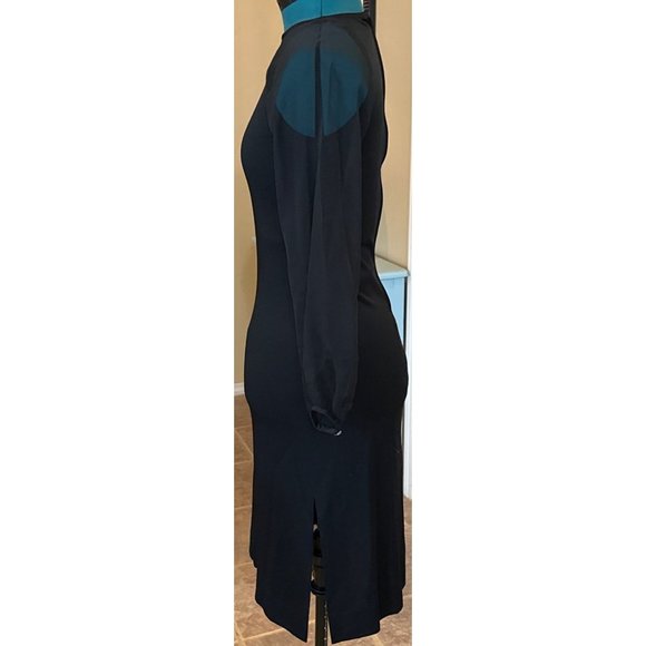 VTG Ayres Unlimited Black Sheath Midi Dress w/Sheer Sleeves Women Bust Size 29" - Picture 15 of 16